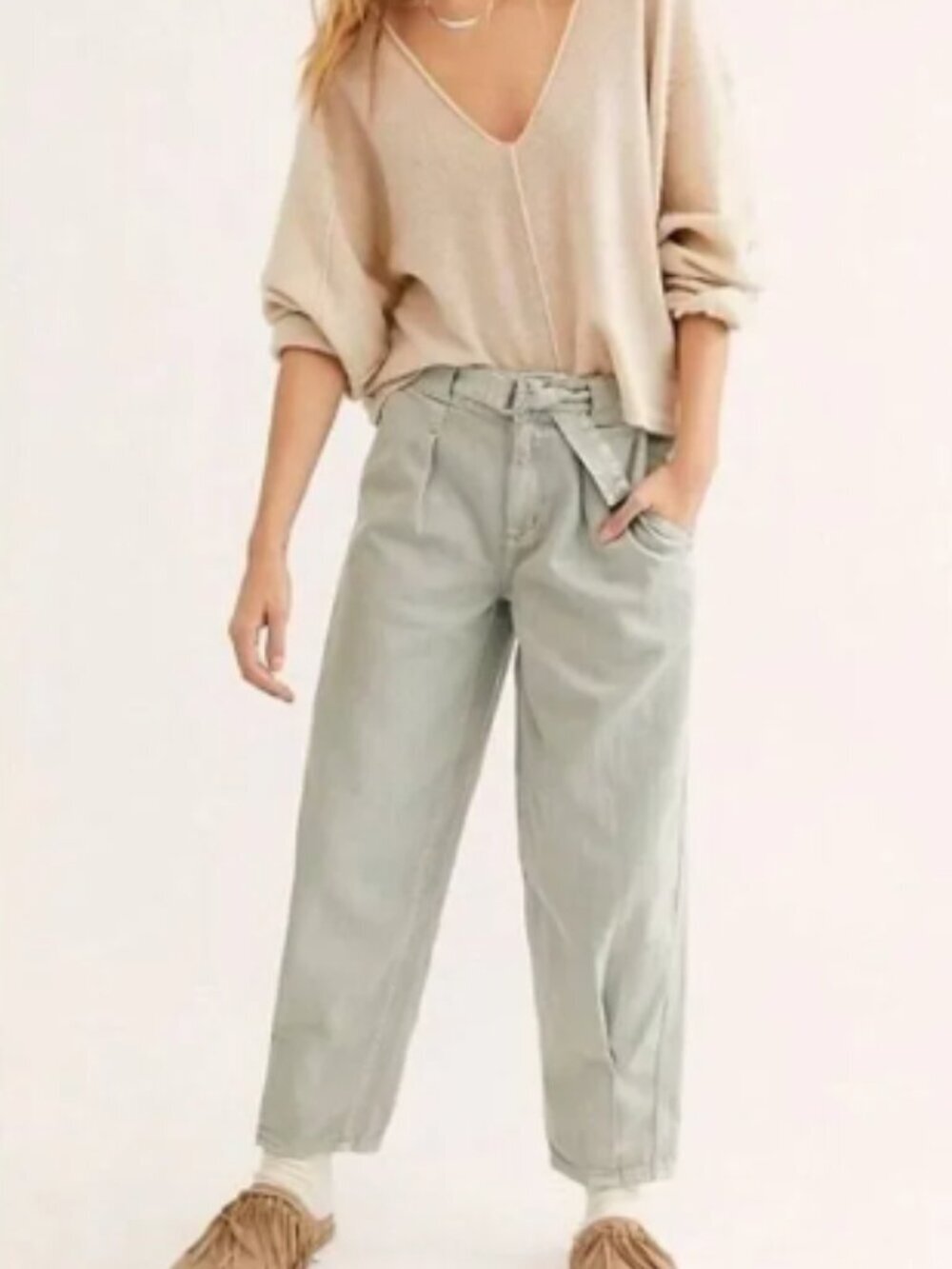 Free People We The Free Paloma Slouchy Belted barrel Jeans Size 28